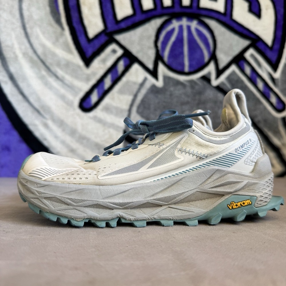Size 7 - Altra Olympus 5 Women's Trail‎ Running Shoe White Gray Blue ALOA7R74140